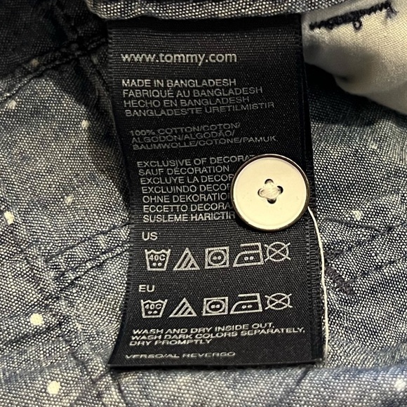 Tommy Hilfiger Chambray Polka Dot Blue White Cotton Mini Skirt High Rise 8 - Picture 4 of 9